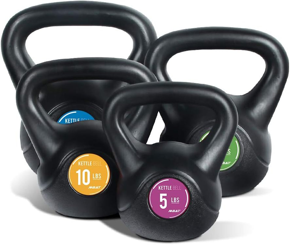 Black PE Kettlebell with Anti-Slip Handle for Home Gym Fitness Exercise Weight, Available: 5, 10, 15, 20 LBS
