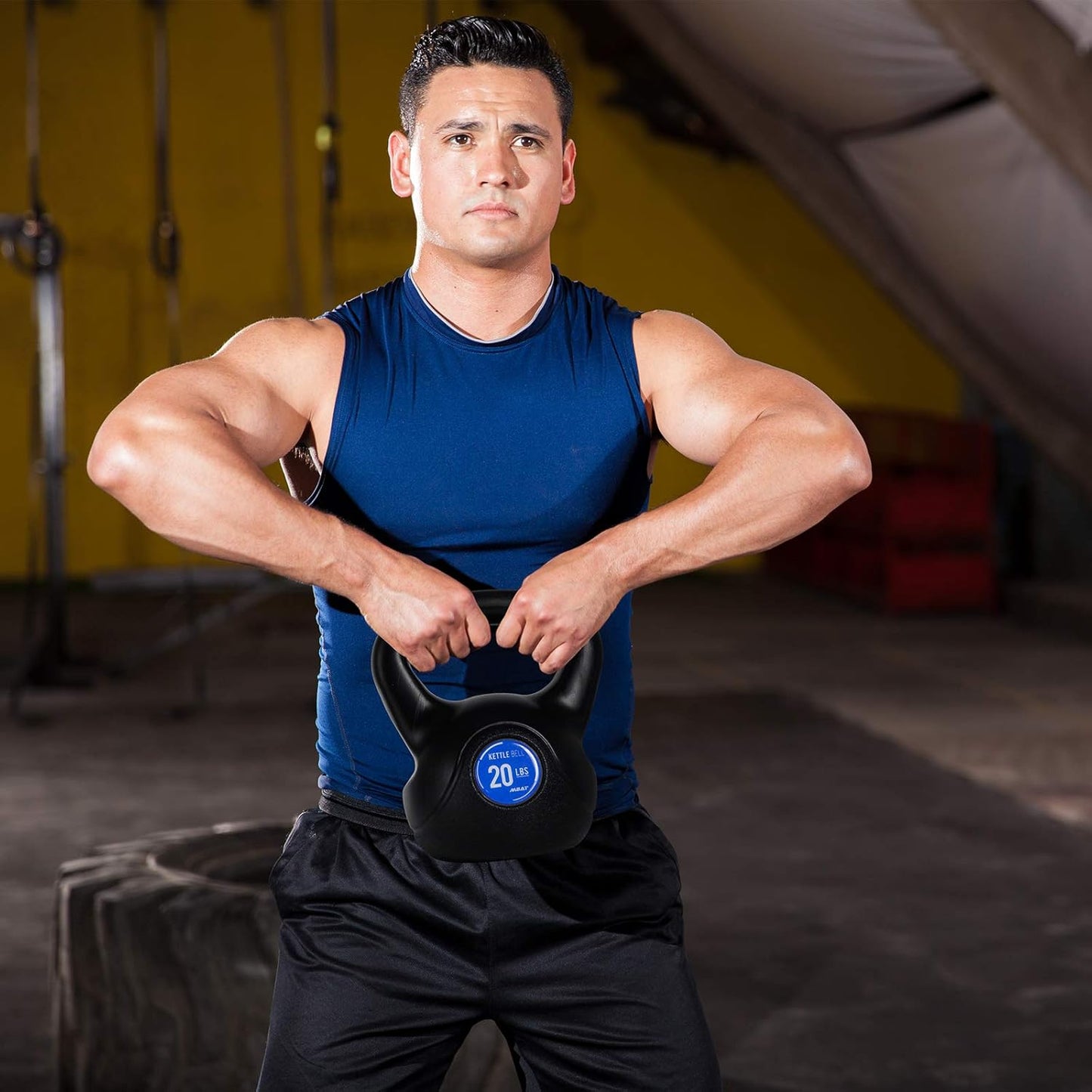 Black PE Kettlebell with Anti-Slip Handle for Home Gym Fitness Exercise Weight, Available: 5, 10, 15, 20 LBS