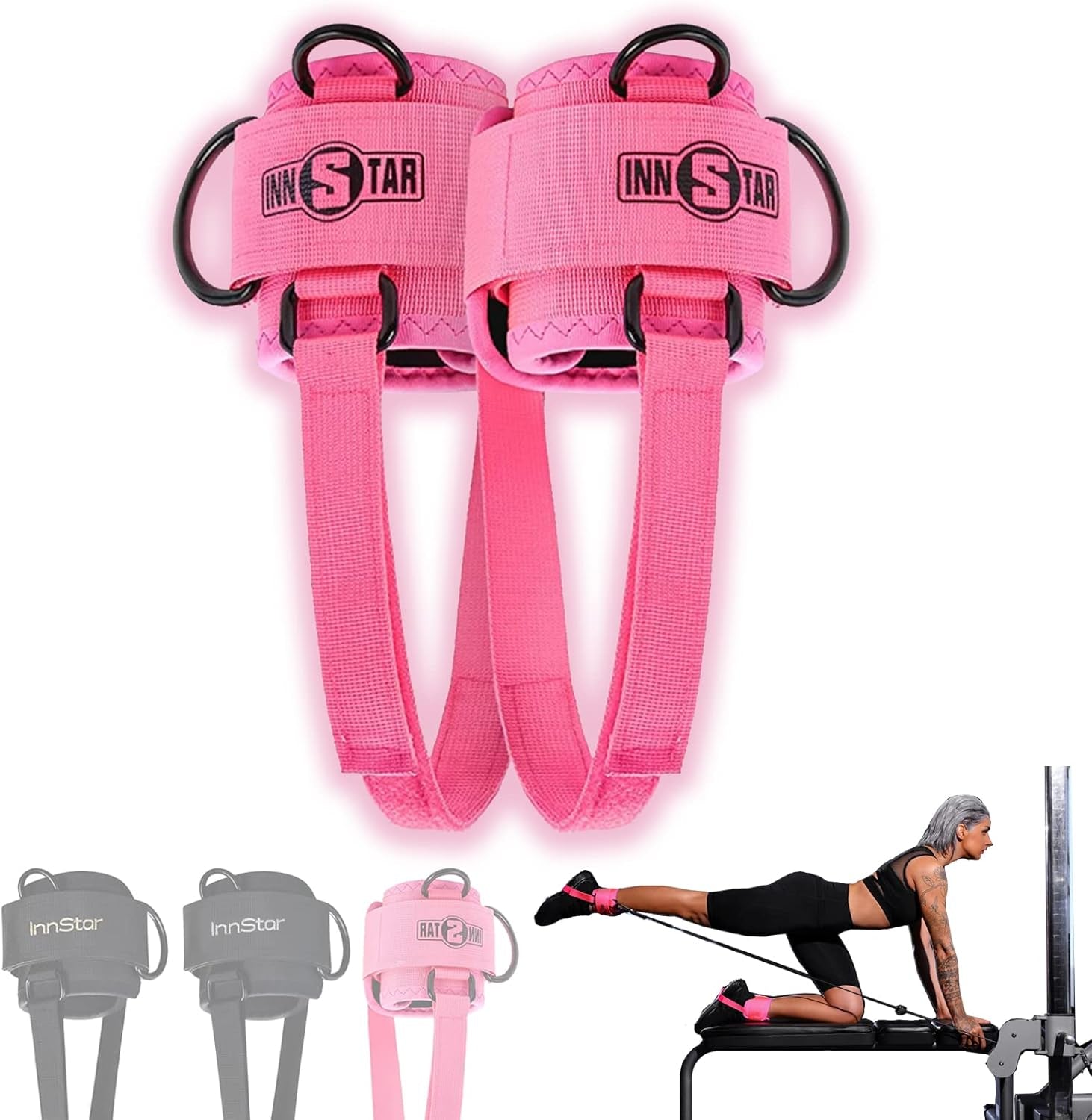 Adjustable Ankle Strap for Cable Machines, Rotateble D-Ring for Glute & Leg Workouts
