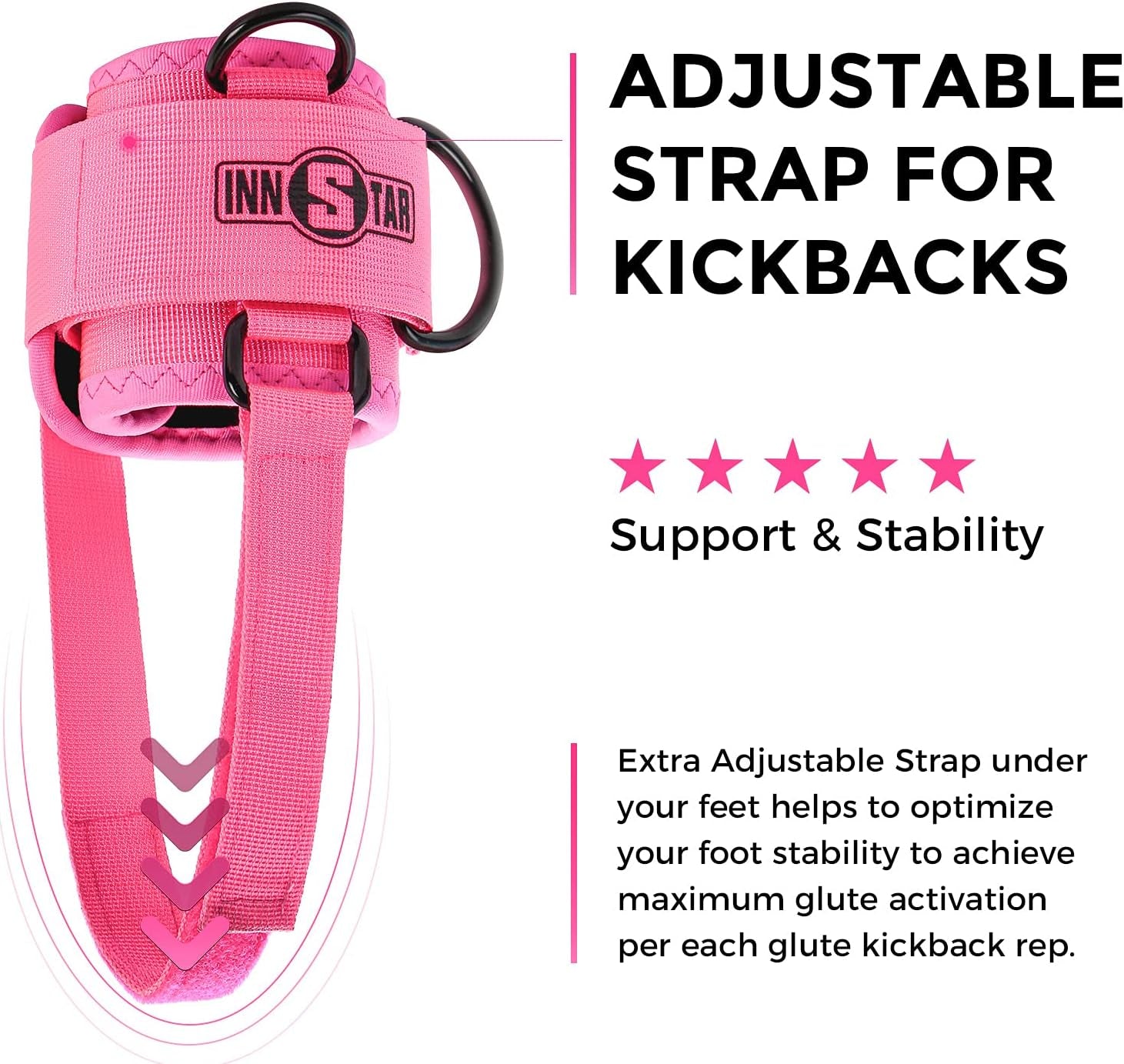 Adjustable Ankle Strap for Cable Machines, Rotateble D-Ring for Glute & Leg Workouts
