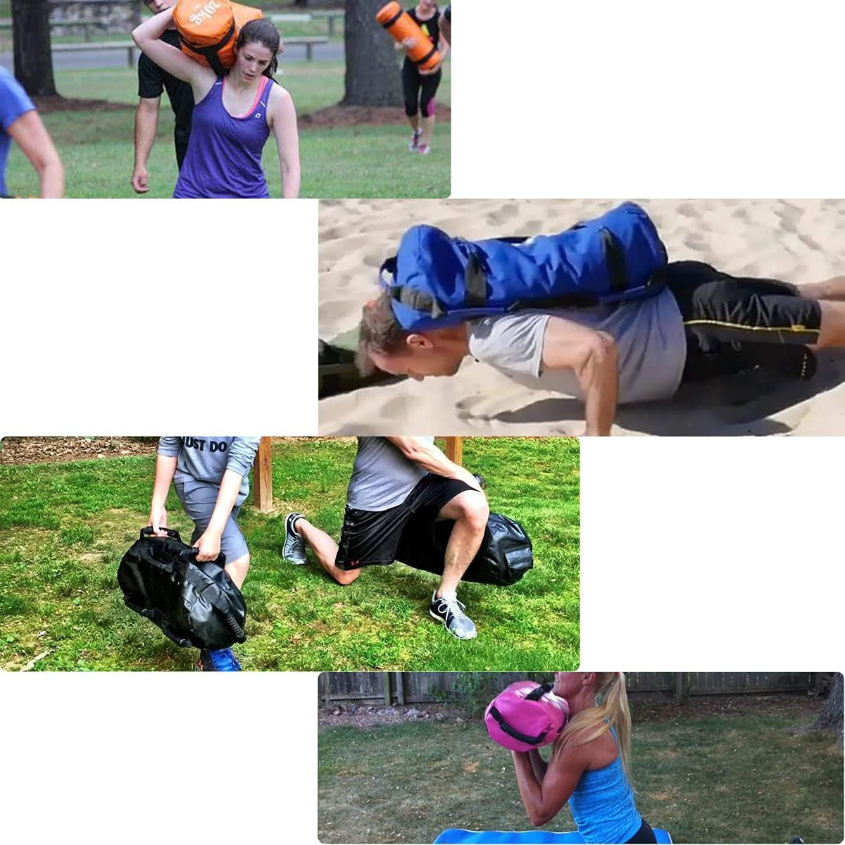 Workout Sandbag for Fitness Training Heavy Duty Sand Bags with Handle Weightlifting Sandbag Weight Bags Adjustable (New Red, L)
