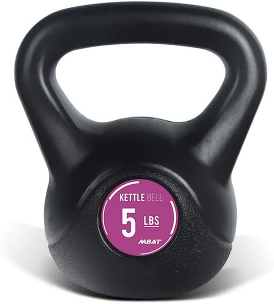 Black PE Kettlebell with Anti-Slip Handle for Home Gym Fitness Exercise Weight, Available: 5, 10, 15, 20 LBS