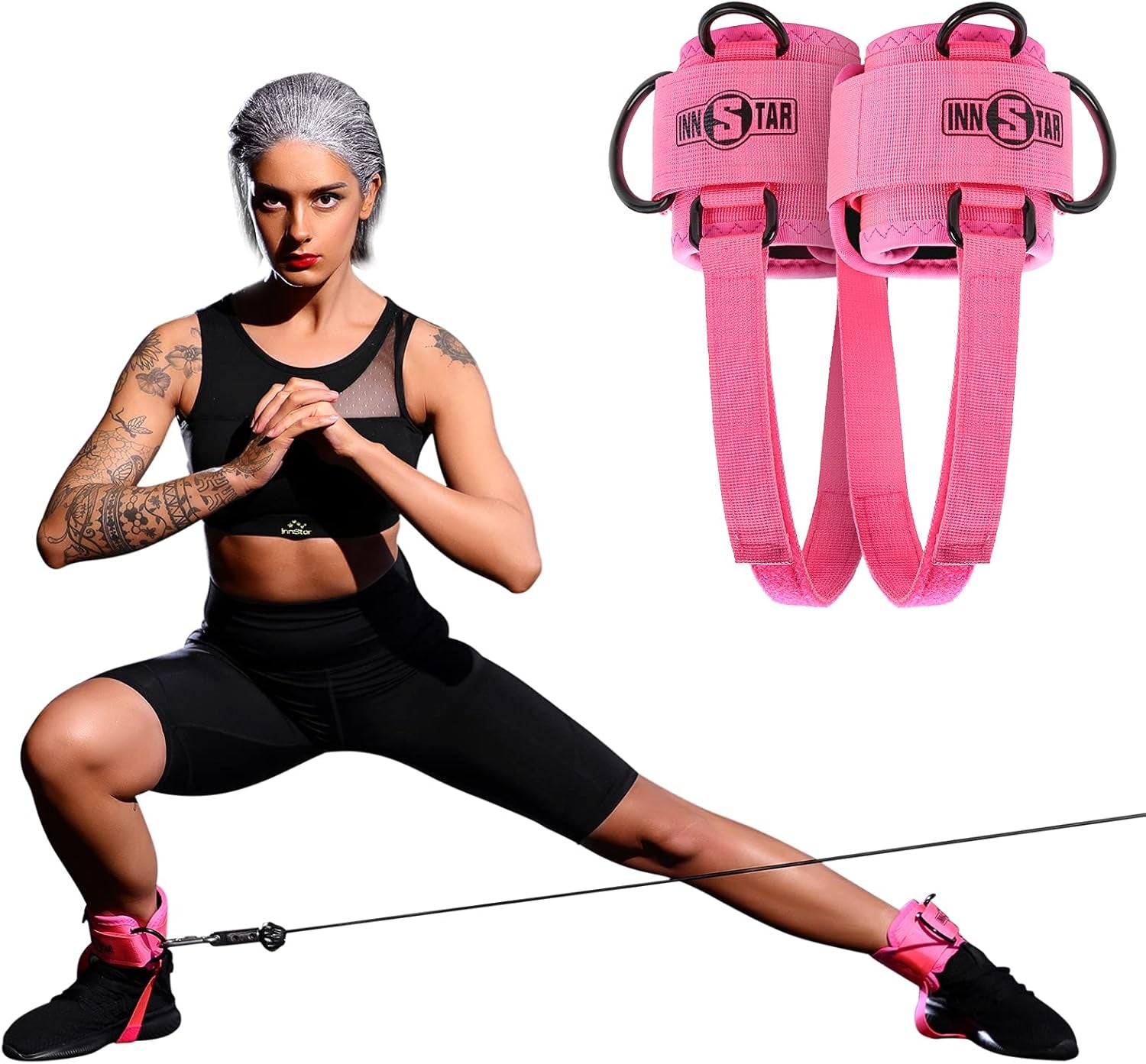 Adjustable Ankle Strap for Cable Machines, Rotateble D-Ring for Glute & Leg Workouts