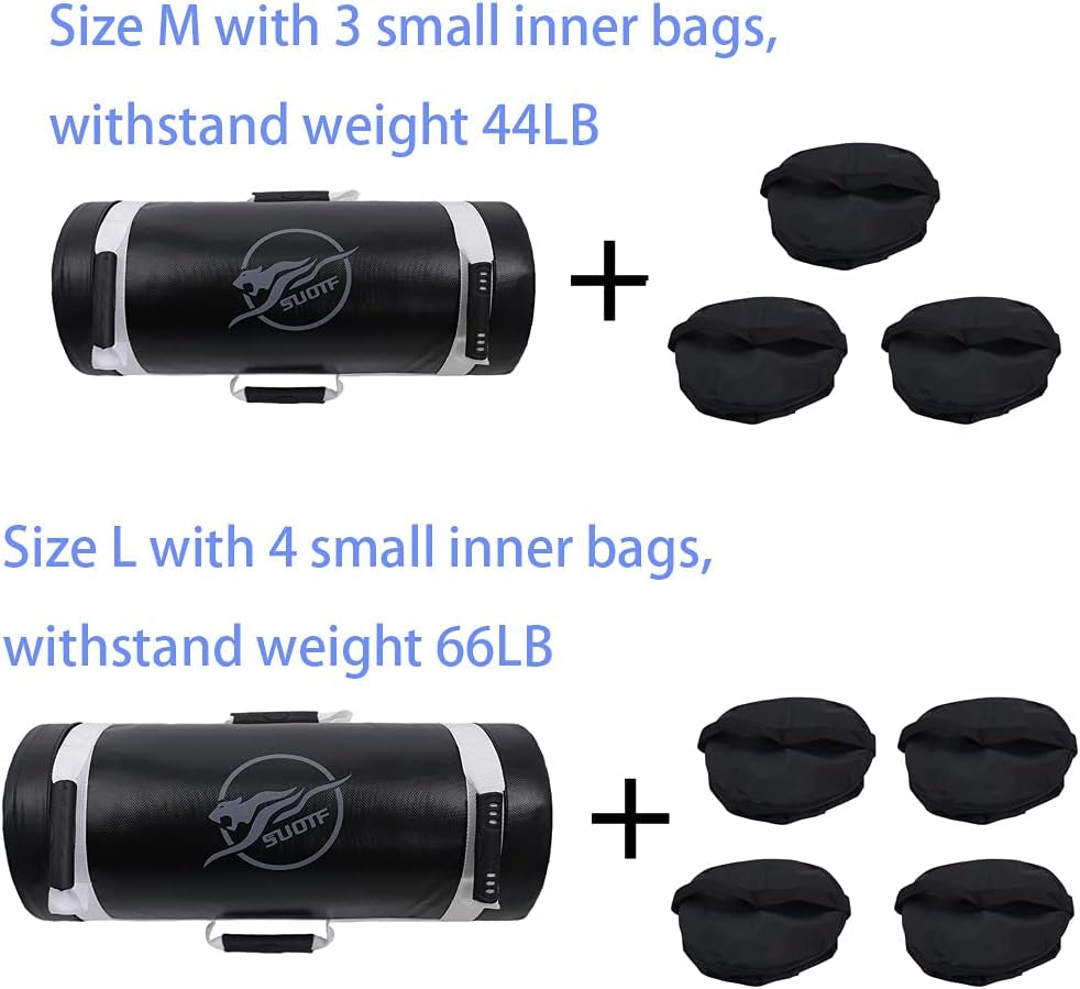 Workout Sandbag for Fitness Training Heavy Duty Sand Bags with Handle Weightlifting Sandbag Weight Bags Adjustable (New Red, L)