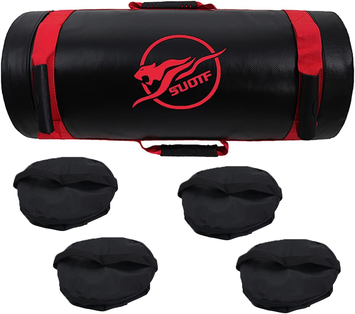 Workout Sandbag for Fitness Training Heavy Duty Sand Bags with Handle Weightlifting Sandbag Weight Bags Adjustable (New Red, L)