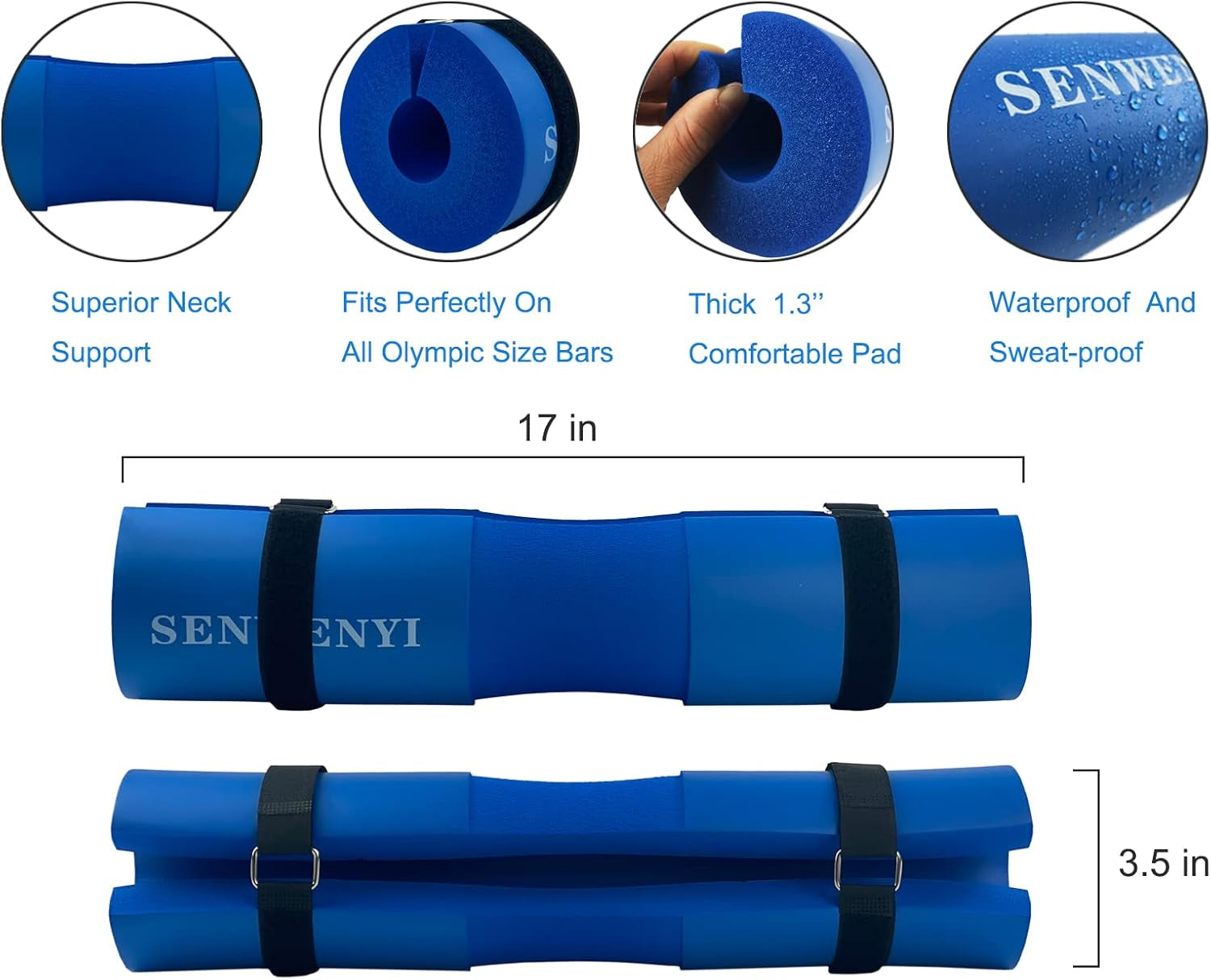 Upgraded Squat Pad Barbell Pad for Hip Thrust, Lunges, and Hip Thrusts Bar Pad - Foam Sponge Pad - Provides Relief to Neck and Shoulders While Training